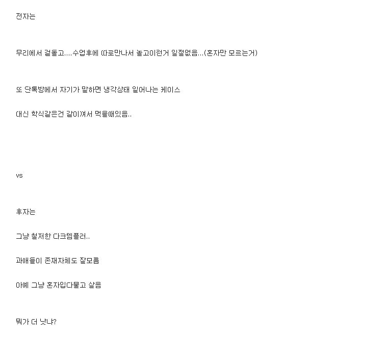 대학생활 난제 겉도는 인싸 vs 철저한 아싸 | 인스티즈