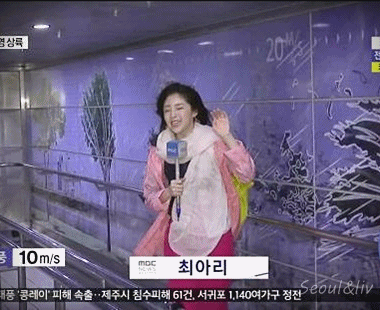 강풍 체험하는 기상캐스터ㄷㄷ gif | 인스티즈