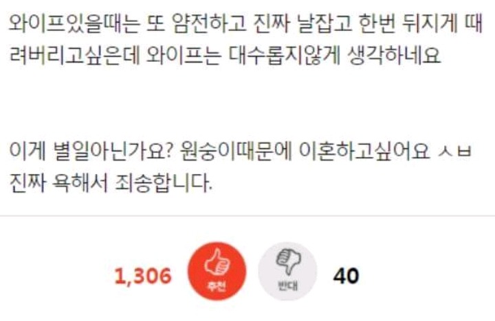 와이프가 키우는 원숭이때문에 스트레스인 남편 | 인스티즈