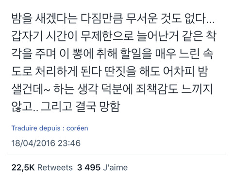 밤을 새우겠다는 다짐만큼 무서운 것도 없다.twt | 인스티즈