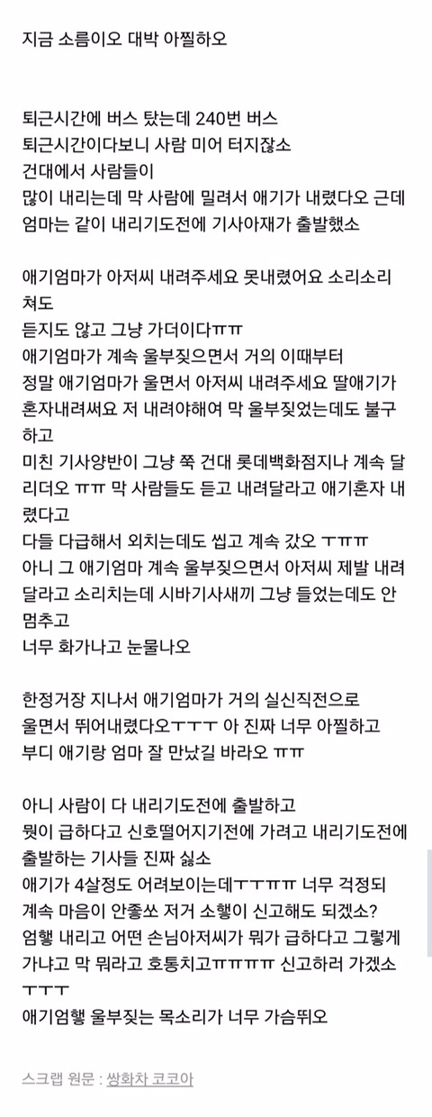240번 버스 최초유포자가 처음 쓴 글 전문.txt | 인스티즈